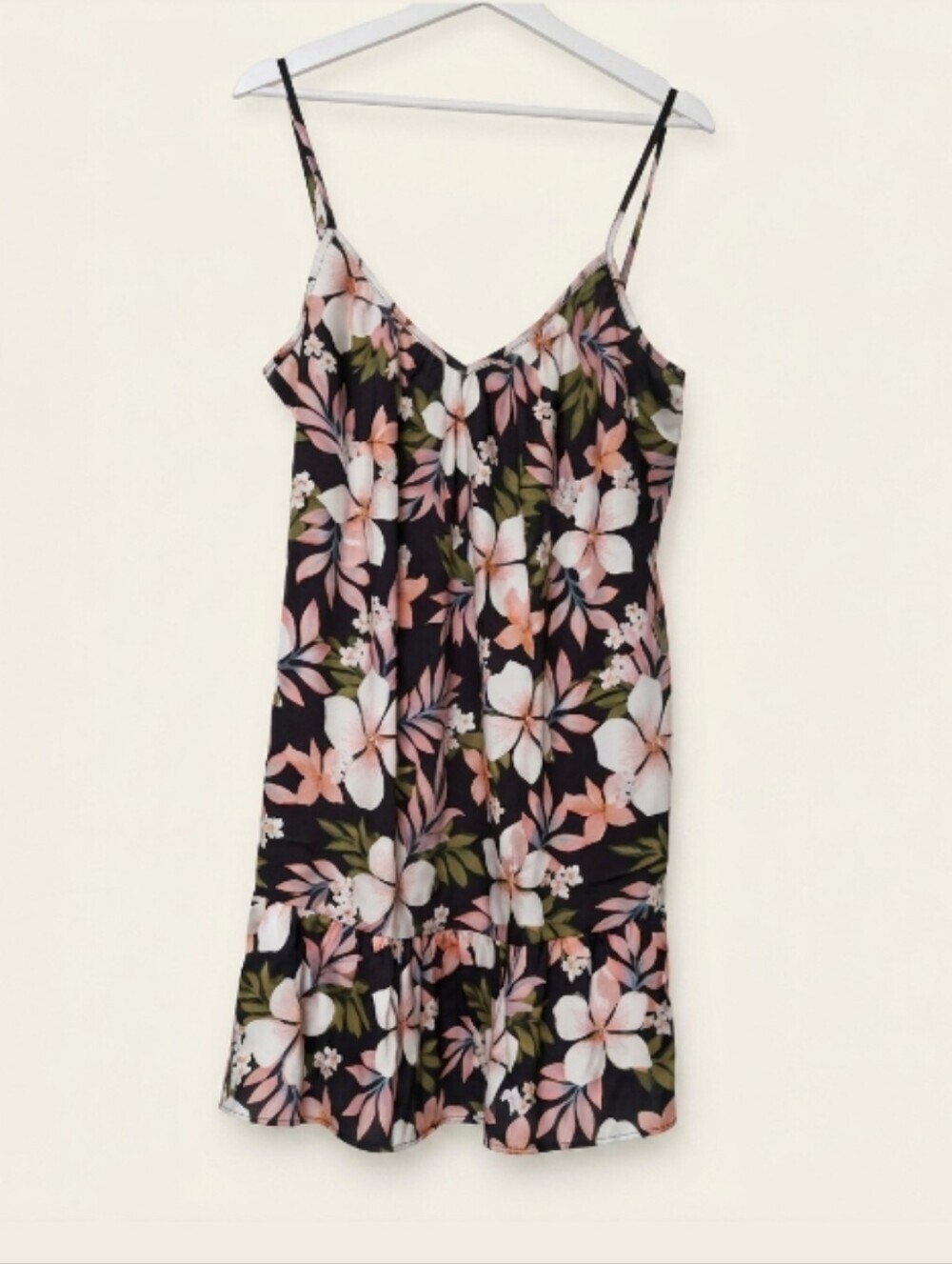 NWT Billabong Sunny Daze Mini Shift Dress Tropical Hawaiian Multi Ruffle